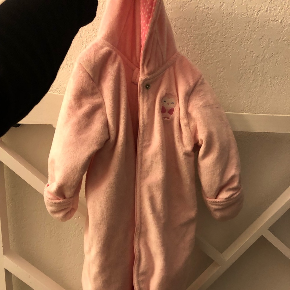 Pink baby snowsuit